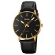 Чоловічий класичний годинник Skmei 2074GDBK Gold-Black з мінеральним склом та шкіряним ремінцем