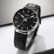 Чоловічий годинник Skmei 2074SIBK Silver-Black класичний з мінеральним склом та шкіряним ремінцем