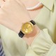 Женские часы Skmei 2072GD Gold в классическом стиле с золотистым циферблатом и черным кожаным ремешком