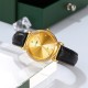 Женские часы Skmei 2072GD Gold в классическом стиле с золотистым циферблатом и черным кожаным ремешком