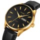 Чоловічий класичний годинник Skmei 2075GDBK Gold-Black з календарем та шкіряним ремінцем