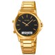 Наручний годинник Skmei 2120GDBK Gold-Black з комбінованим циферблатом та золотистим браслетом