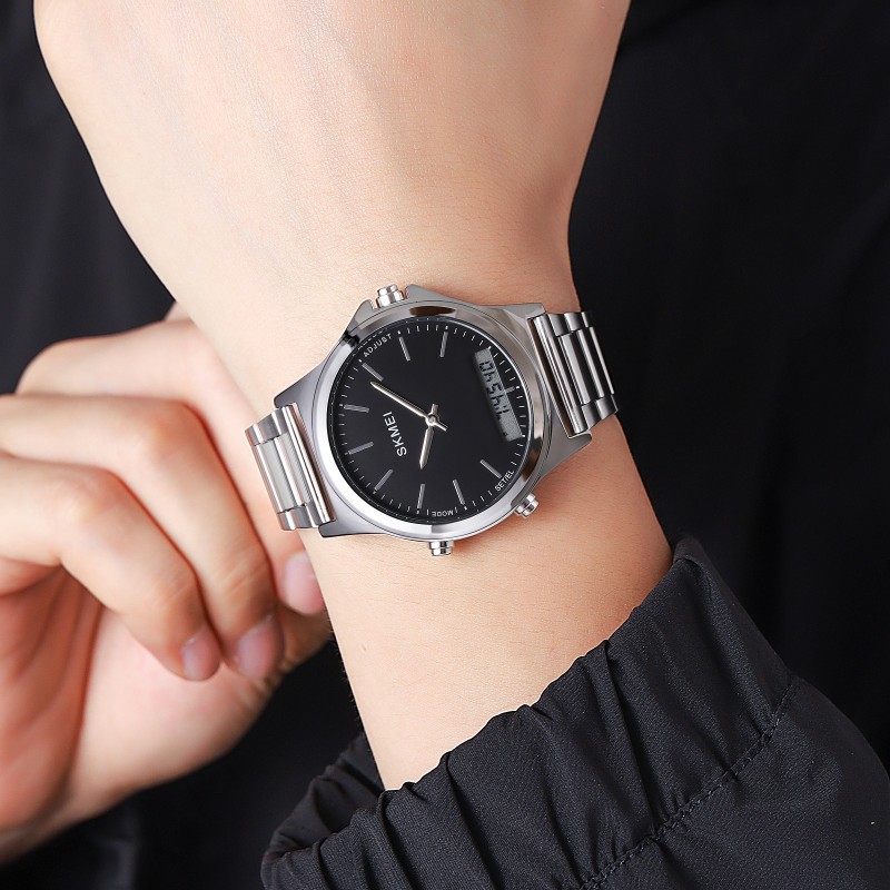 Годинник Skmei 2120SIBK Silver-Black класичний унісекс зі стрілково-електронним циферблатом