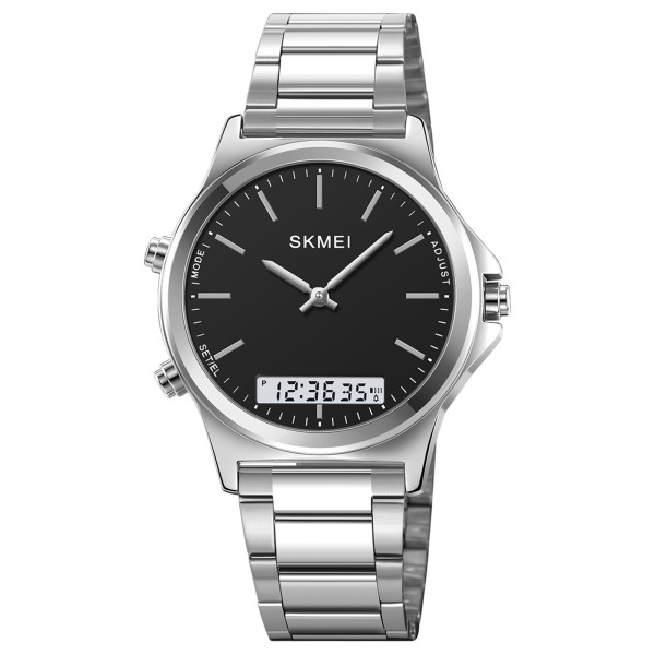 Годинник Skmei 2120SIBK Silver-Black класичний унісекс зі стрілково-електронним циферблатом