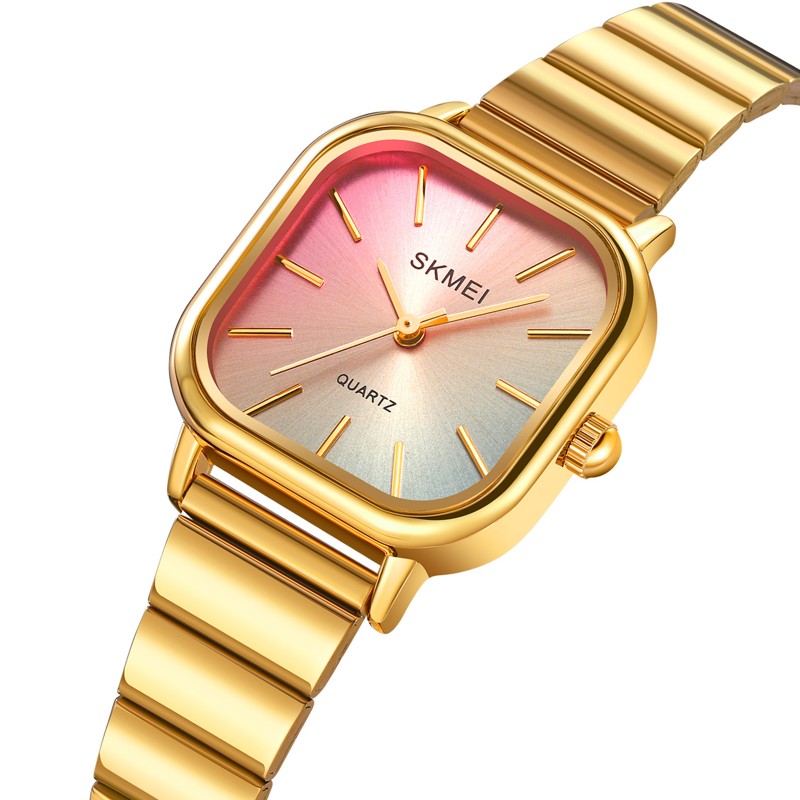 Женские классические часы Skmei 2190GD Gold с металлическим браслетом и минеральным стеклом