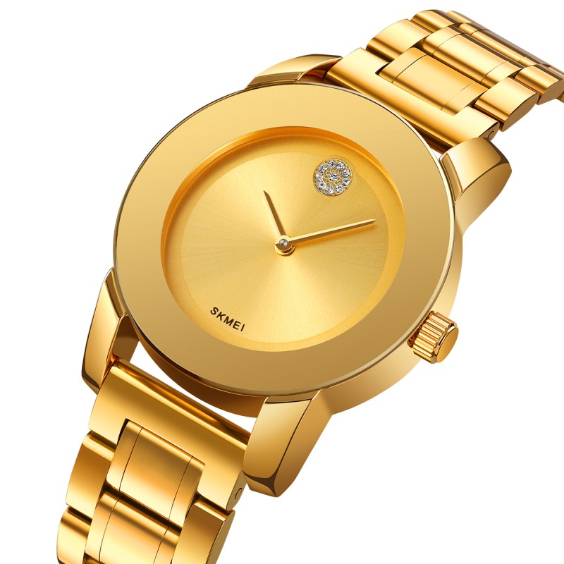 Жіночий годинник Skmei 2176GD Gold у класичному стилі, металевий браслет, золотистий колір