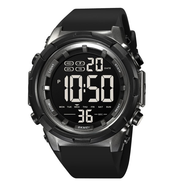 Чоловічий спортивний годинник Skmei 1845TN Titanium Black з комбінованим циферблатом та підсвіткою