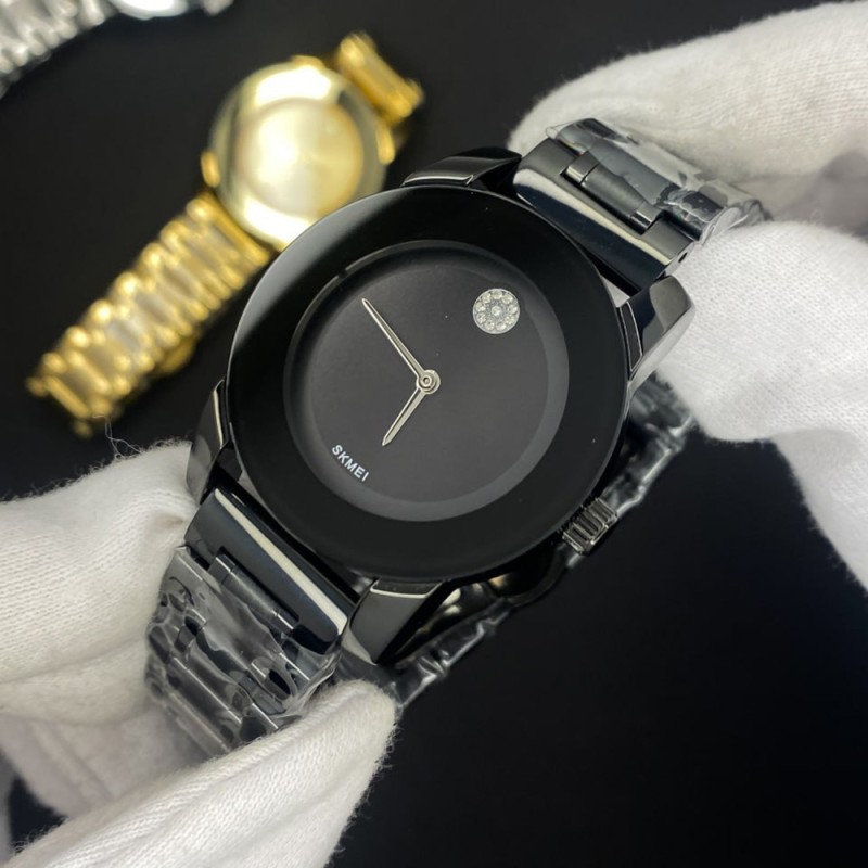 Жіночий годинник Skmei 2176BK Black у класичному стилі з металевим браслетом та мінеральним склом
