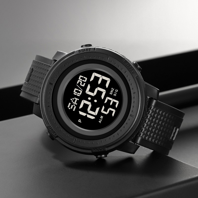 Чоловічий спортивний годинник Skmei 2215BK Black з електронним циферблатом та водозахистом 5 ATM