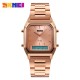 Жіночий наручний годинник Skmei 1220RG Rose Gold з подвійним циферблатом та металевим браслетом