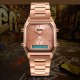 Жіночий наручний годинник Skmei 1220RG Rose Gold з подвійним циферблатом та металевим браслетом