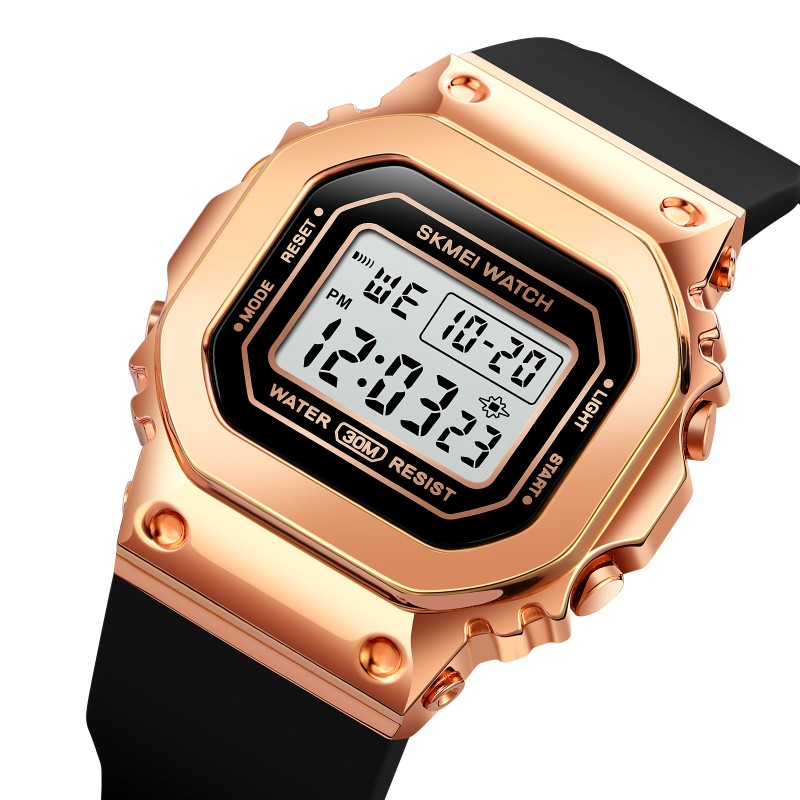 Жіночий спортивний годинник Skmei 1796RGBK Rose Gold з електронним циферблатом та будильником