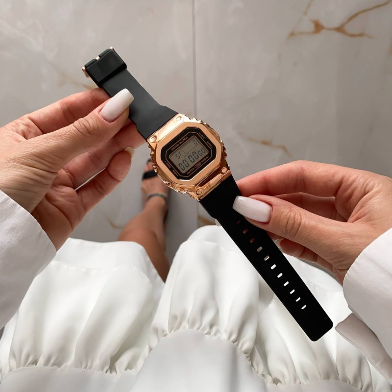 Жіночий спортивний годинник Skmei 1796RGBK Rose Gold з електронним циферблатом та будильником