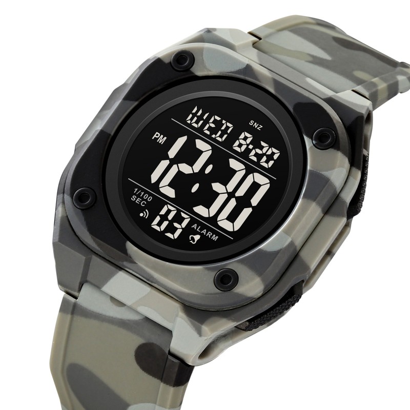 Чоловічий годинник Skmei 2160CMGY Camo Grey тактичний електронний з підсвічуванням
