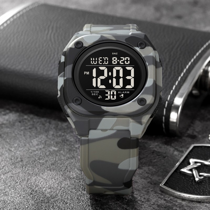 Чоловічий годинник Skmei 2160CMGY Camo Grey тактичний електронний з підсвічуванням