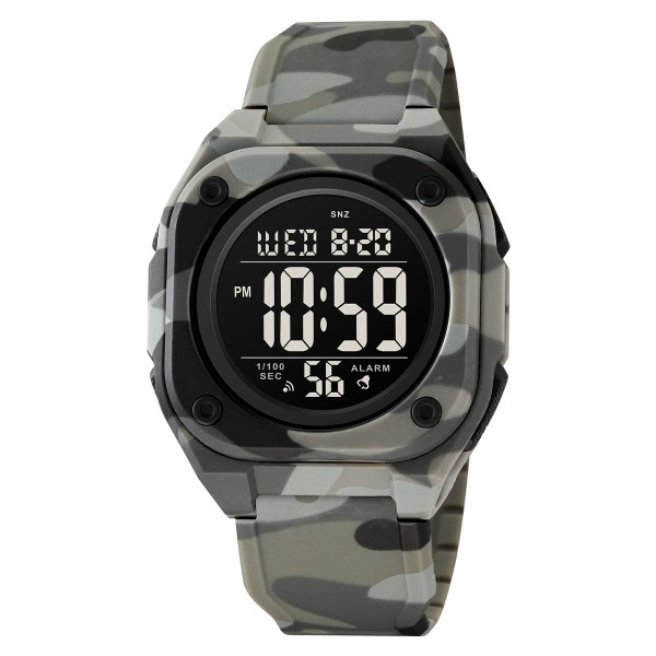 Чоловічий годинник Skmei 2160CMGY Camo Grey тактичний електронний з підсвічуванням