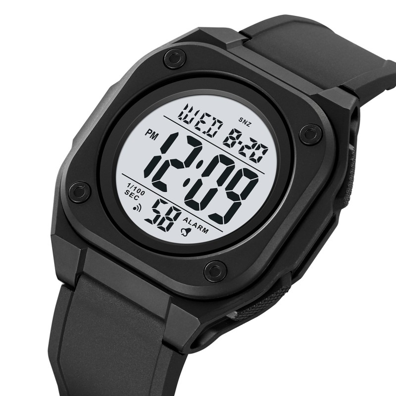 Мужские спортивные часы Skmei 2160BKWT Black-White с электронным циферблатом и подсветкой