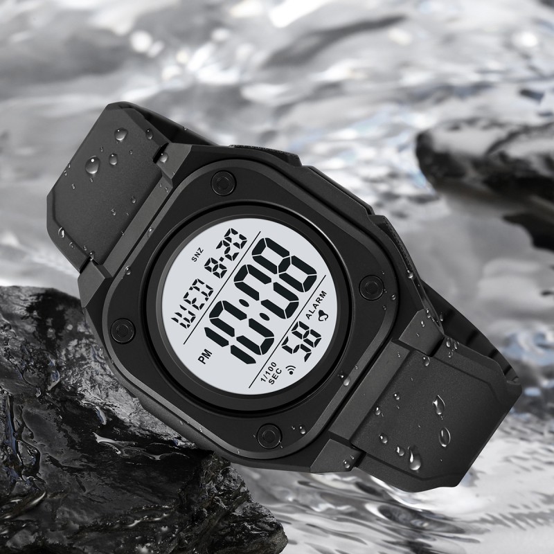 Мужские спортивные часы Skmei 2160BKWT Black-White с электронным циферблатом и подсветкой
