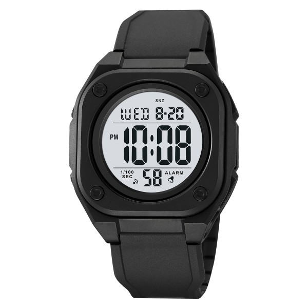 Мужские спортивные часы Skmei 2160BKWT Black-White с электронным циферблатом и подсветкой