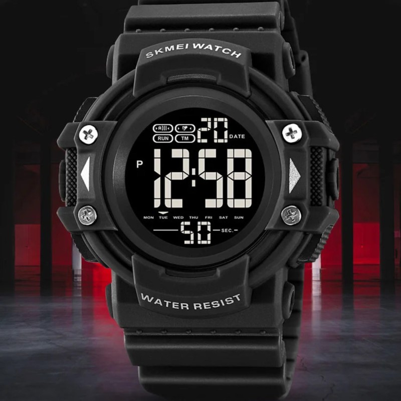 Чоловічий спортивний годинник Skmei 2195BKWT Black-White з електронним циферблатом та водозахистом 5 ATM