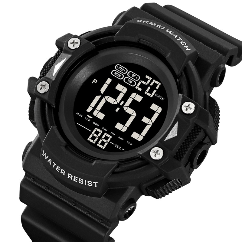 Мужские спортивные часы Skmei 2195BKBK Black с электронным циферблатом и защитой 5 ATM