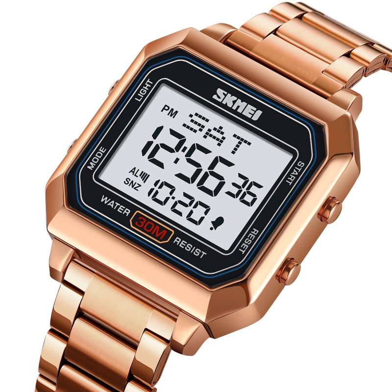 Чоловічий годинник Skmei 2149RG Rose Gold електронний з підсвічуванням у кольорі рожеве золото