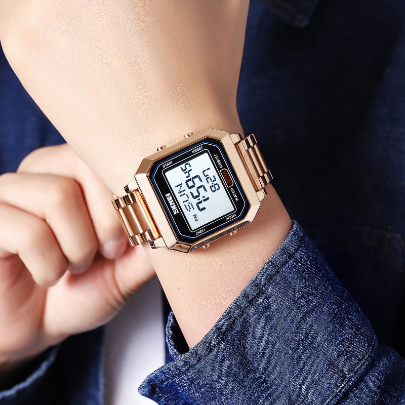 Чоловічий годинник Skmei 2149RG Rose Gold електронний з підсвічуванням у кольорі рожеве золото