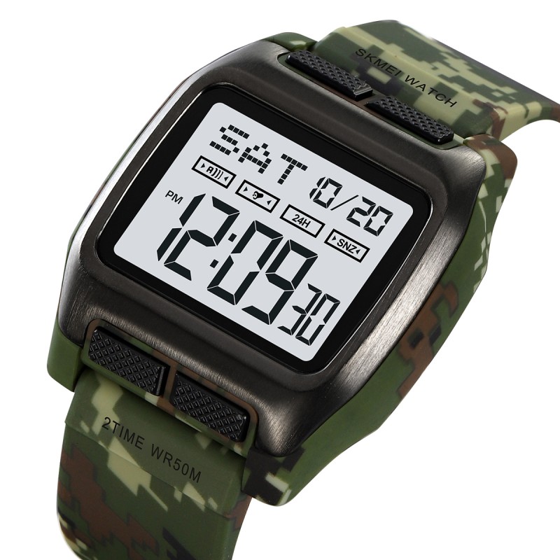 Чоловічий спортивний годинник Skmei 2193CMGN Camo Green з електронним циферблатом та захистом 5 ATM
