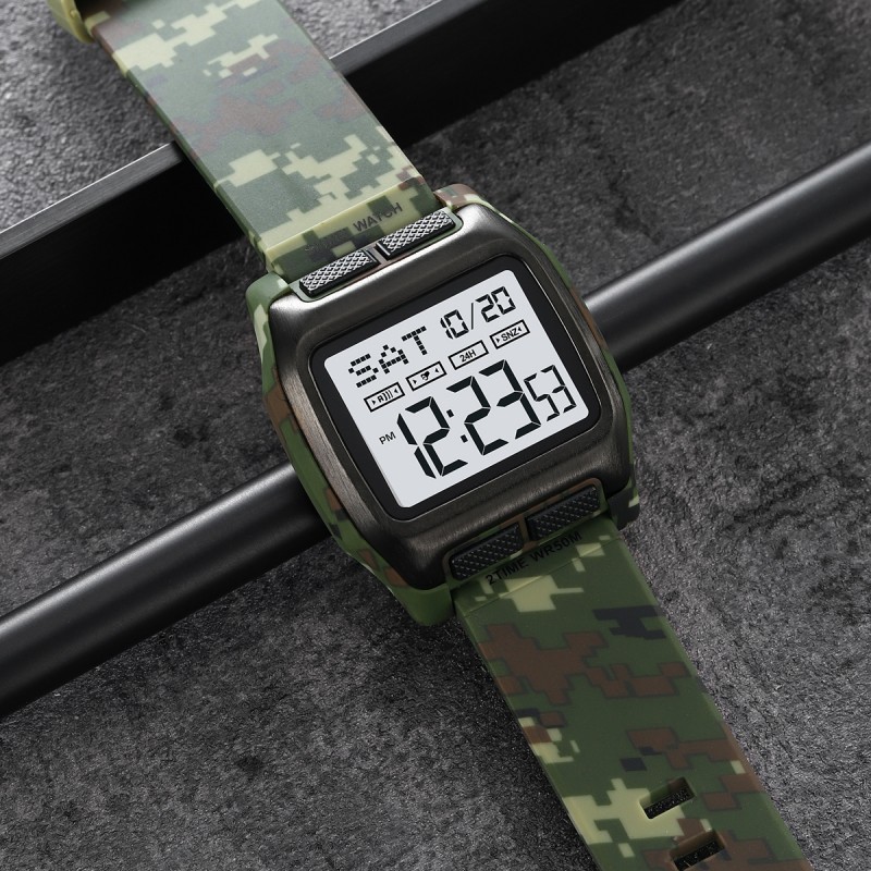 Чоловічий спортивний годинник Skmei 2193CMGN Camo Green з електронним циферблатом та захистом 5 ATM