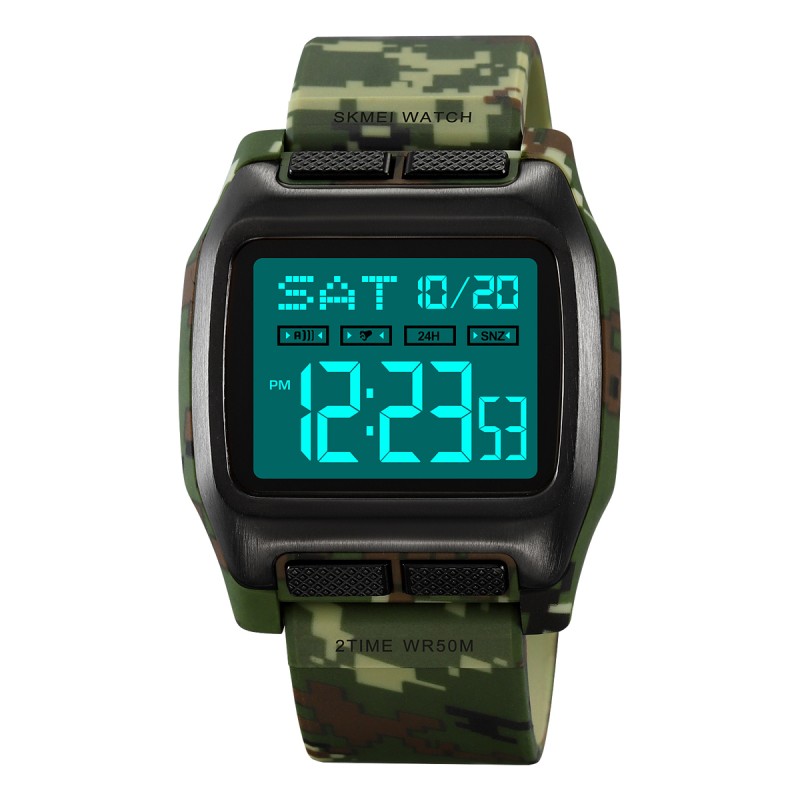 Чоловічий спортивний годинник Skmei 2193CMGN Camo Green з електронним циферблатом та захистом 5 ATM