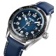 Чоловічий годинник Skmei 9232LSIBU Silver-Blue-Leather Strap з синім шкіряним ремінцем та календарем