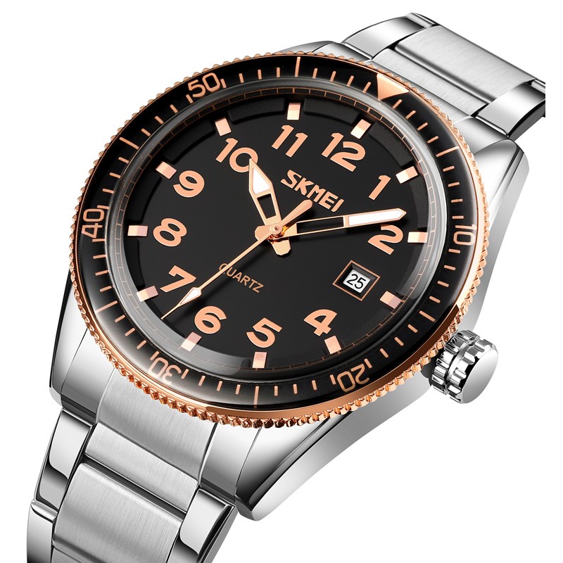 Чоловічий годинник Skmei 9232SRGBK Rose Gold-Black з мінеральним склом та люмінесценцією