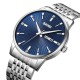 Чоловічий класичний годинник Skmei 9323SIBU Silver-Blue зі сріблястим браслетом та синім циферблатом