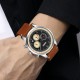 Мужские часы Skmei 9318BEBN Beige-Brown с хронографом и кожаным ремешком