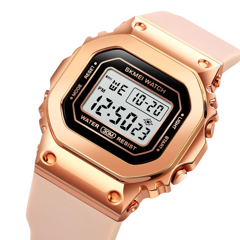 Жіночий спортивний годинник Skmei 1796PKBK Pink-Black з електронним циферблатом та будильником