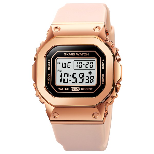 Жіночий спортивний годинник Skmei 1796PKBK Pink-Black з електронним циферблатом та будильником