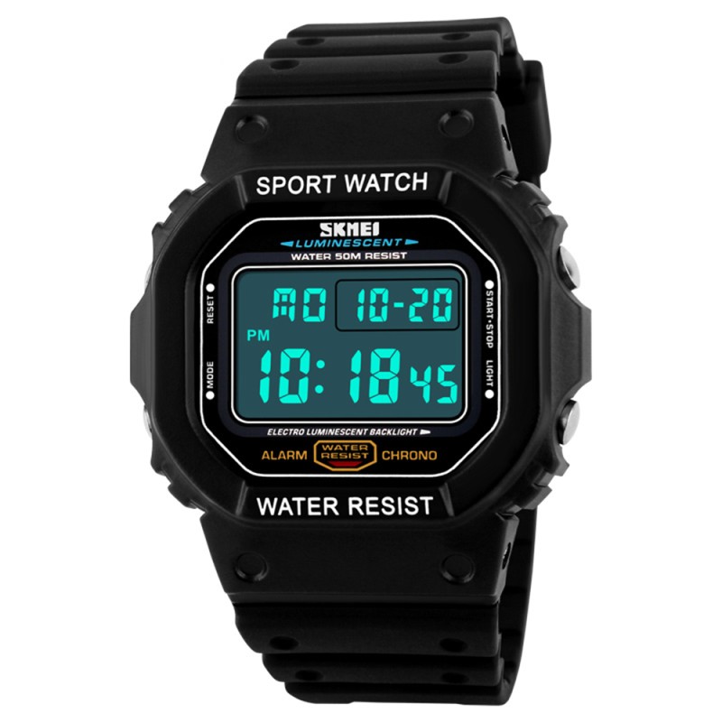 Мужские спортивные часы Skmei 1134BKWT Black-White с электронным циферблатом и водозащитой 5 ATM
