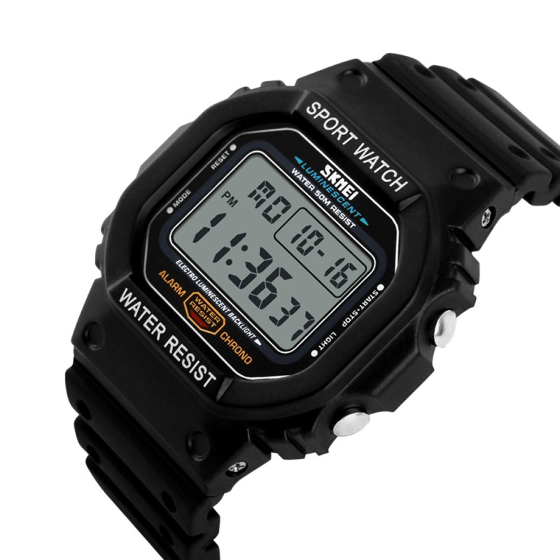 Мужские спортивные часы Skmei 1134BKWT Black-White с электронным циферблатом и водозащитой 5 ATM