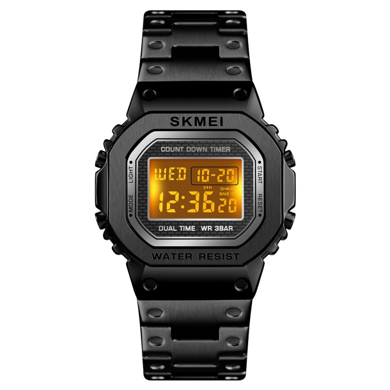 Мужские часы Skmei 1456BK Black STOPPED электронные в черном цвете