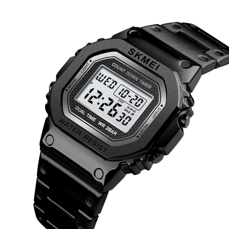 Мужские часы Skmei 1456BK Black STOPPED электронные в черном цвете