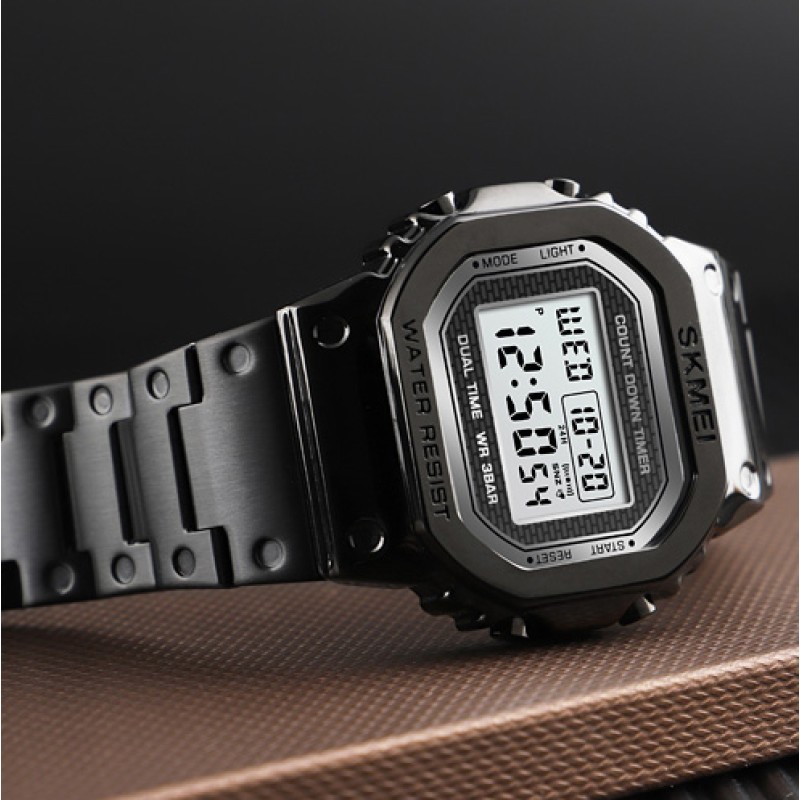 Мужские часы Skmei 1456BK Black STOPPED электронные в черном цвете