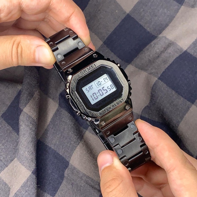 Мужские часы Skmei 1456BK Black STOPPED электронные в черном цвете