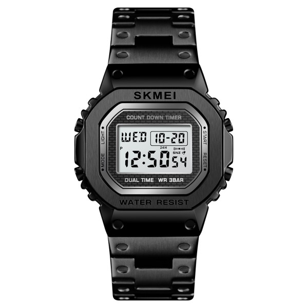 Мужские часы Skmei 1456BK Black STOPPED электронные в черном цвете