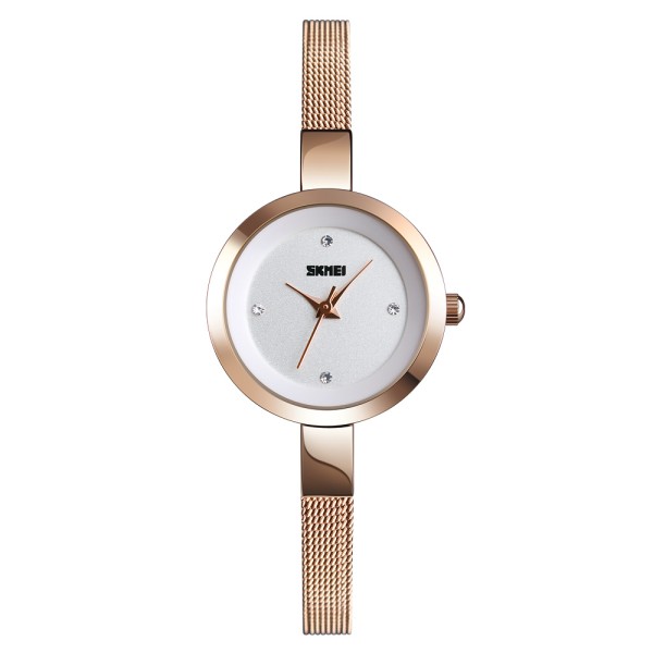 Женские часы Skmei 1390RG Rose Gold в цвете розовое золото с металлическим браслетом