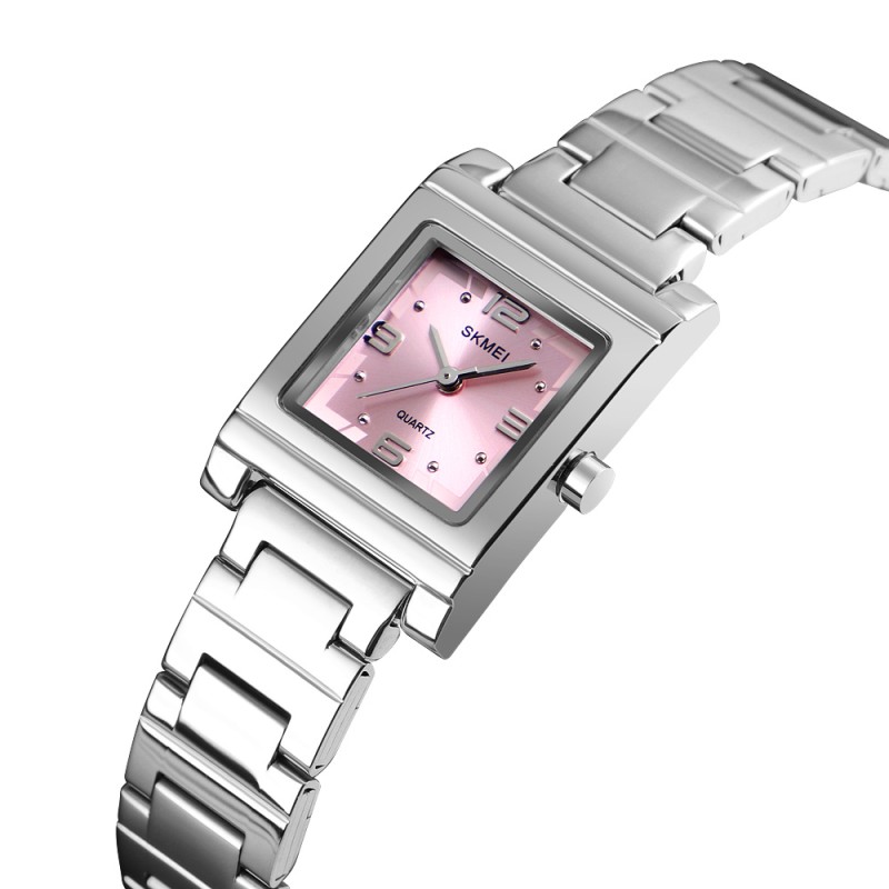 Жіночий годинник Skmei 1388PK Pink з рожевим циферблатом та сріблястим браслетом
