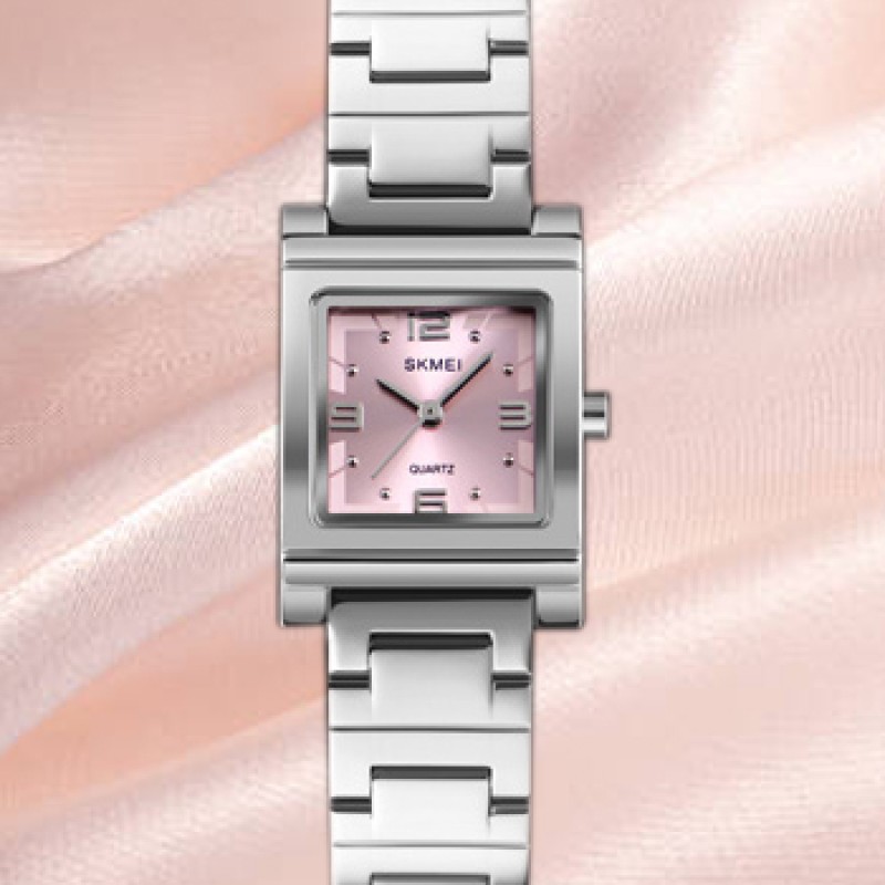 Жіночий годинник Skmei 1388PK Pink з рожевим циферблатом та сріблястим браслетом