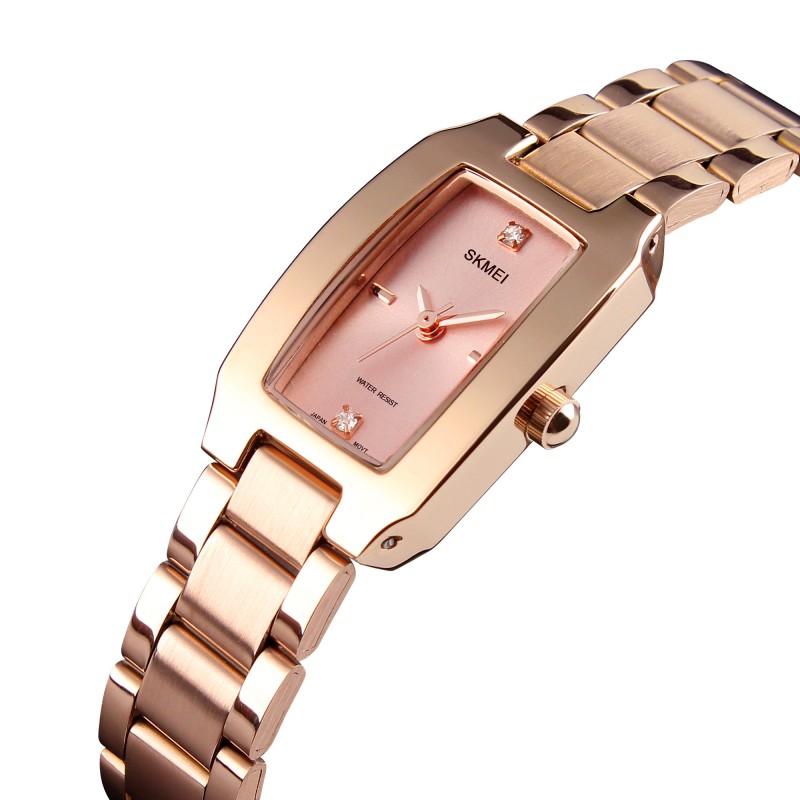 Жіночий годинник Skmei 1400RG Rose Gold у кольорі рожеве золото з прямокутним корпусом