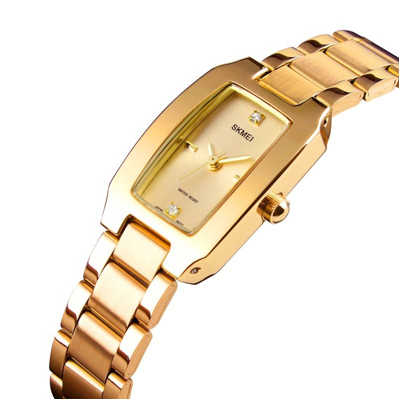 Женские часы Skmei 1400GD Gold с золотистым браслетом и минеральным стеклом