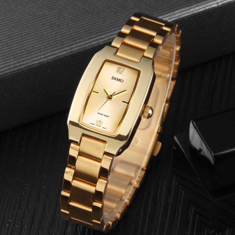 Женские часы Skmei 1400GD Gold с золотистым браслетом и минеральным стеклом