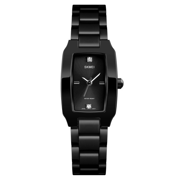 Жіночий годинник Skmei 1400BK Black, класичний чорний металевий браслет, мінеральне скло